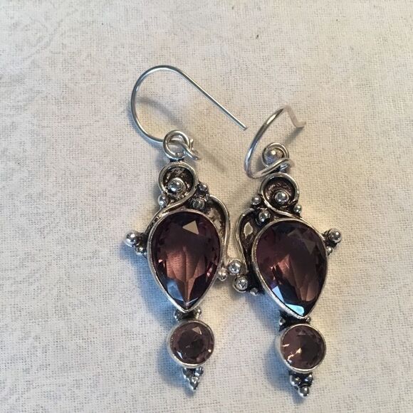 NWOT. Sterling Silver Amethyst Earrings - Picture 2 of 16